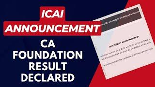 CA Foundation Results Declared || All the Best