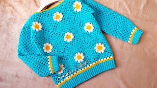 بلوفر كروشيه ترند الاكثر طلبا 2024 / بلوفر بمربعات الجرانى  Crochet a Sweater With Granny Squares