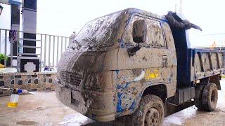 Disaster cleanup, cleaning super dirty truck with high pressure washer