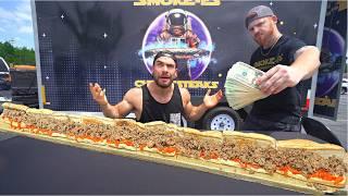 WIN $1000 IF YOU CAN EAT A 6 FOOT CHEESE STEAK CHALLENGE | Joel Hansen