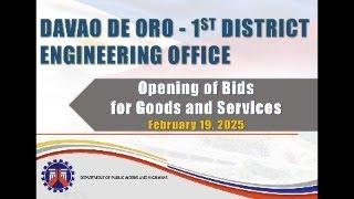 Procurement Livestream for DPWH Davao de Oro, 1st DEO on February 19, 2025