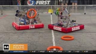 High school students battle it out in robotics competition