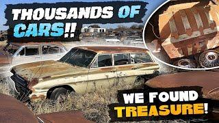 Thousands of ABANDONED cars! Salvage yard walk through. Junk yard Exploring. We find hidden TREASURE