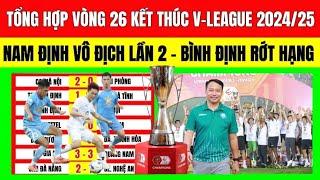 TỔNG HỢP VÒNG 26 V-LEAGUE - NAM ĐỊNH VÔ ĐỊCH- CHIA TAY BÌNH ĐỊNH