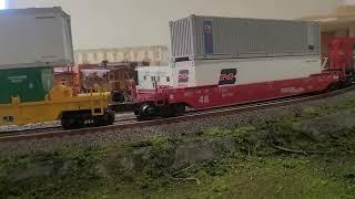 Southern Pacific Dash 8 B39  Lionel, Atlas, kline,MTH  intermodal/mixed freight climbing grade.