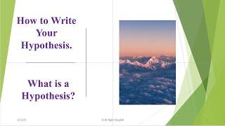 How to Write Your PhD Hypothesis