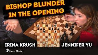 Irina Krush VS Jennifer Yu US Women’s Championship Title - BLUNDERED A BISHOP IN The OPENING