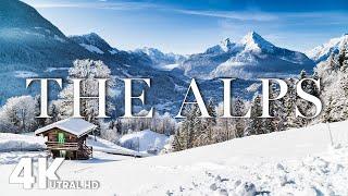 The Alps 4K • Winter Wonderland Scenic Film with Relaxing Piano Music • 4K Ultra HD