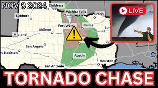  LIVE CHASE - Tornado Watch in North Texas! November 8, 2024 {J-D}