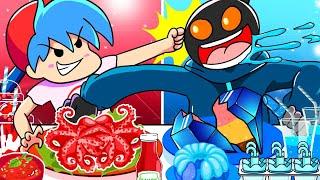 Red vs Blue Food Challenge vs Boyfriend X Whitty | Friday Night Funkin' Animation Mukbang