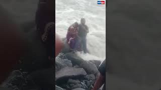 Watch: Woman Swept Away By A Giant Wave At Bandra Bandstand #ytshort