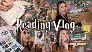 annotating asmr, reading journal, unboxing book mail, book shopping, & good vibes  reading vlog #9