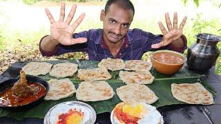 UNLIMITED PAROTTA , MUTTON NALLI ,CHICKEN GRAVY,EGG HALF BOILED EATING CHALLENGE