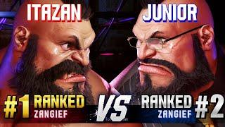 SF6 ▰ ITAZAN (#1 Ranked Zangief) vs JUNIOR (#2 Ranked Zangief) ▰ High Level Gameplay