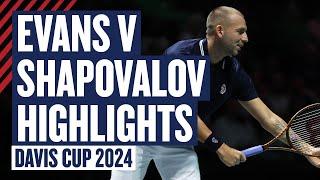 Highlights - Dan Evans v Denis Shapovalov | Great Britain v Canada - Davis Cup 2024 | LTA