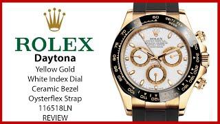 ▶ Rolex Daytona Yellow Gold White Dial Oysterflex Rubber Bracelet 116518LN - REVIEW