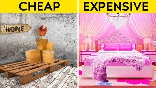 RICH vs BROKE ROOM MAKEOVER || Building SECRET ROOM at SCHOOL! Coolest DIY Hacks by 123GO! CHALLENGE