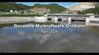 Murkraftwerk Gratkorn: Aufstau der Mur (April 2024) | VERBUND