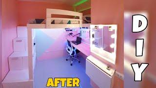 I Built her DREAM LOFT BEDROOM!! Bedroom Makeover