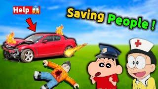 Shinchan and Nobita Helping People  ||  Funny Game Roblox