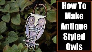 How to make antique styled copper and brass owl necklaces