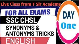 Synonyms and Antonyms | ADRE2.0 | SSCGD Reasoning | by @FSirAcademy