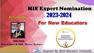 MIE Expert Nomination for New Educators 2023-2024