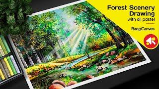 Forest drawing | Forest drawing with oil pastel | Forest drawing easy - Rang Canvas