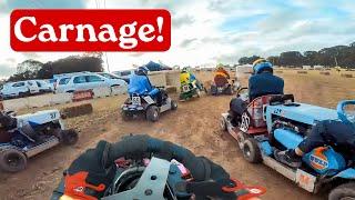 CARNAGE at the Start of a 14 Hour LAWN MOWER RACE - BLMRA 500