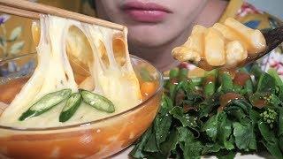 ASMR Cheesy Rice Cake Eating (Extreme Eating Sounds) - Mukbang Let's Eat No Talking | ASMR Yniao