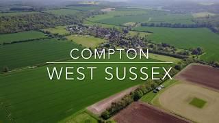 Compton, West Sussex. From above. Drone footage.