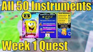 How to find all 50 Instruments in SpongeBob Simulator | WEEK 1 Quests | Areas 1 - 8