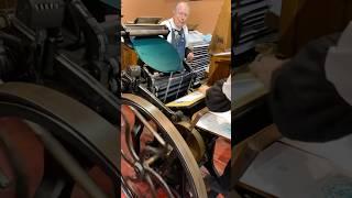 Printing the 2024 Sacramento History Museum holiday card with a printing press