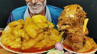 ASMR: EATING OILY MUTTON FAT CURRY, MUTTKN NOLLI CURRY, GOAT HEAD ROAST  WITH RICE || EATING SHOW