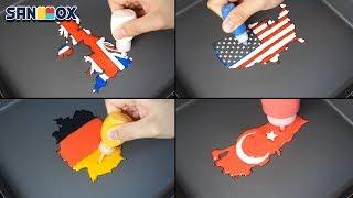 National Flag Map Pancake art - USA, United Kingdom, Germany, Turkey