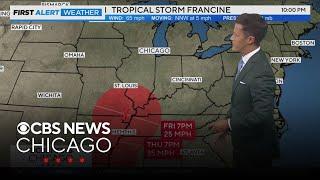 Remnants of Tropical Storm Francine headed for Chicago area later this week