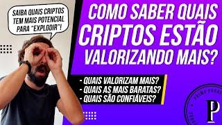 Como saber QUAIS CRIPTOMOEDAS estão VALORIZANDO MAIS (Criptos bombando!) Aula sobre COINMARKETCAP