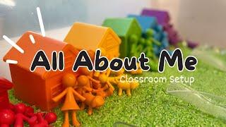 Classroom set up for the All About Me Theme// play-based preschool