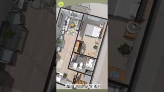 Interior Design: One Bedroom Apartment Design Idea, 3D Floor Plan