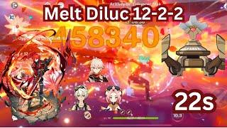 22s C6 Melt Diluc (No Plunging) vs Arithmetic Enhancer Mek 12-2-2 | Genshin Impact