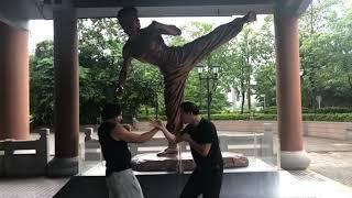 Grandmaster Samuel Kwok training with SIMON Kwok in Bruce Lee Exhibition in Hong Kong # Wingchun