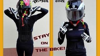 STAY ON THE BIKE - REPSOL GIRL | GIRL Riding Wheelie CBR 600RR and ZX10R  | GoPro4 + Gimbal Feiyu G4