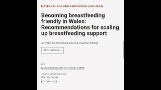 Becoming breastfeeding friendly in Wales: Recommendations for scaling up breastfeedin... | RTCL.TV