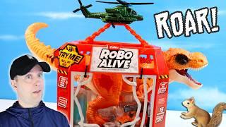 ROBO Alive Dino Escape Hunt and Capture the T Rex Helicopter Cage Review