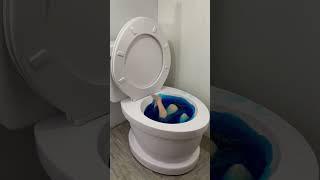 Underwater Flips Up Side Down in Giant Toilet Blue Pool #shorts