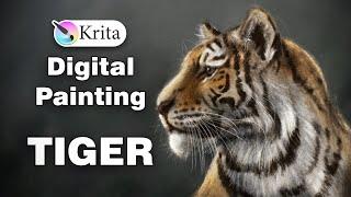 Digital painting. speedpaint. a Tiger in Krita