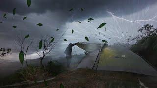 ️ Facing Storm! Camping in rainstorm, strong wind, lightning, thunderstorm (heavy rain)