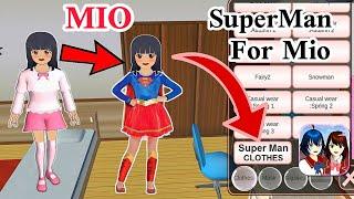 A little girl MIO Can wear Superman clothes in SAKURA SCHOOL SIMULATOR  NEW UPDATE