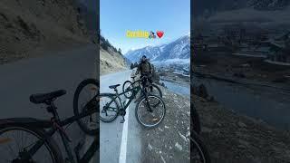 Cycling during the winter season ️  #trending #viralshort #mountains #cooking #travel #cycling