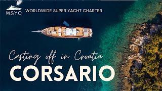 Luxury Sailing Yacht Corsario | Casting off the dock in Croatia | Slow Motion